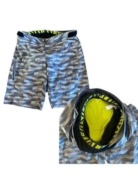 Enduro Sport Shorts Padded Grey Geometric Men Size 40 Bikercore Sportswear